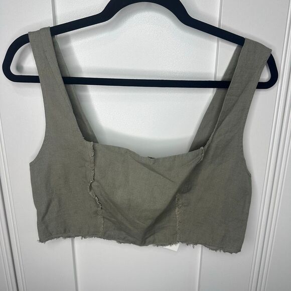 NWT Topshop linen crop green size 8 (v1) - Picture 4 of 5